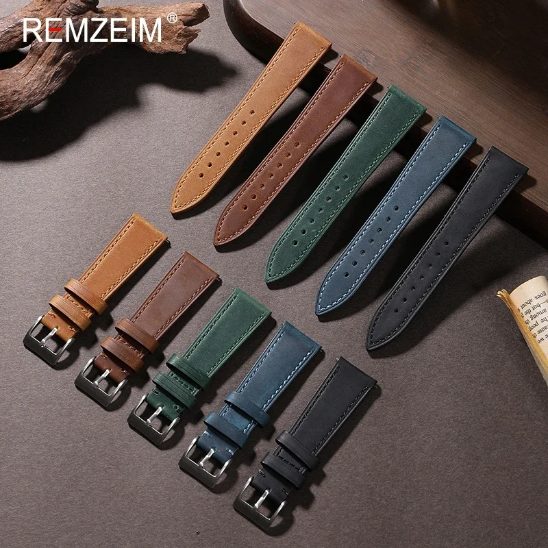 Suede Strap Watch - 크레이지 호스 퀵릴리즈 가죽 시계 스트랩,