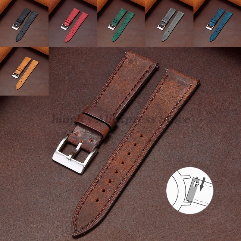 빠른 릴리스 빈티지 레트로 정품 가죽 시계 밴드 18m - Leather Strap Quick Release 리뷰 및 가격