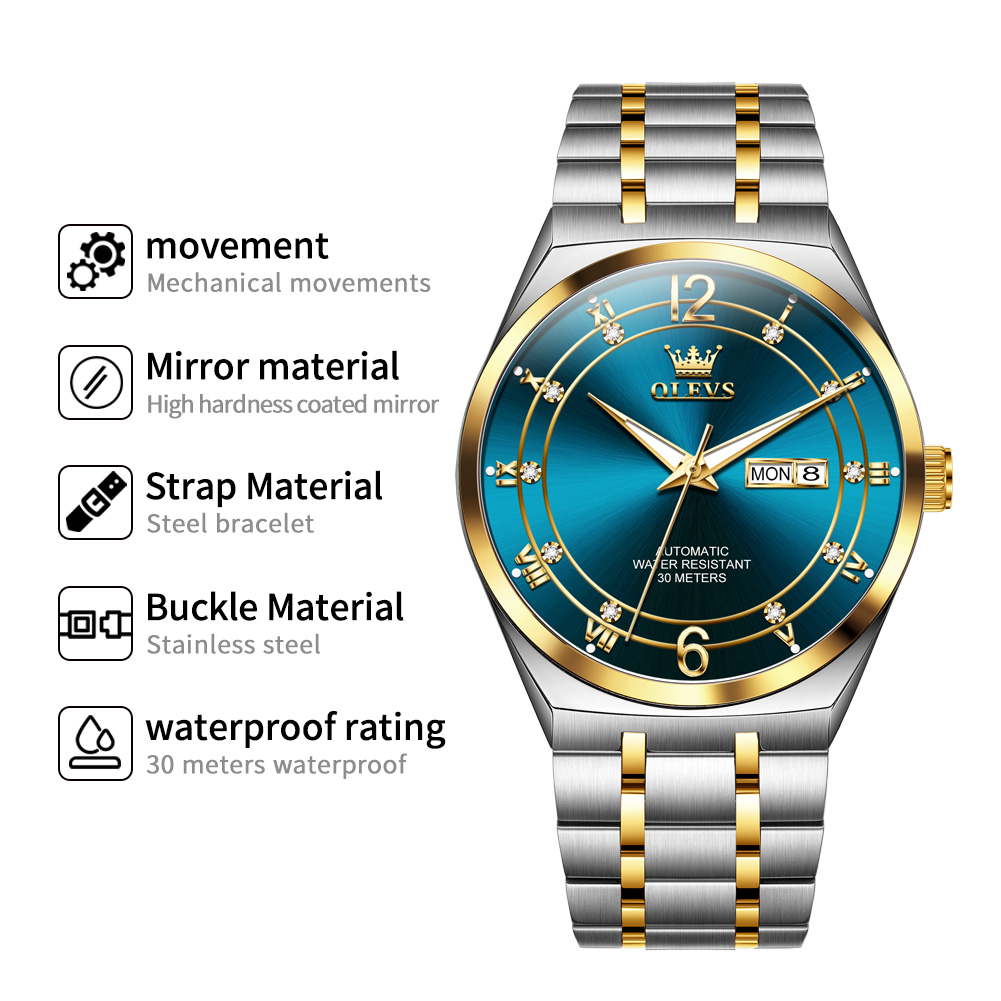 OLEVS 남성용 시계, 기계식 시계, 방수 스테인리스 - Rolex Watch Datejust 리뷰 및 가격