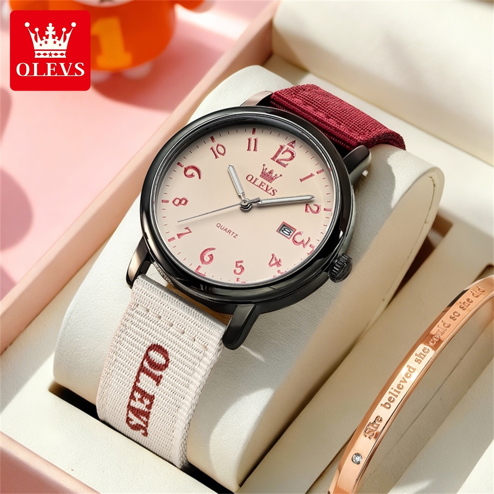 OLEVS 브랜드의 새로운 패션 쿼츠 시계 남성 여성  - Canvas Strap Watch 리뷰 및 가격