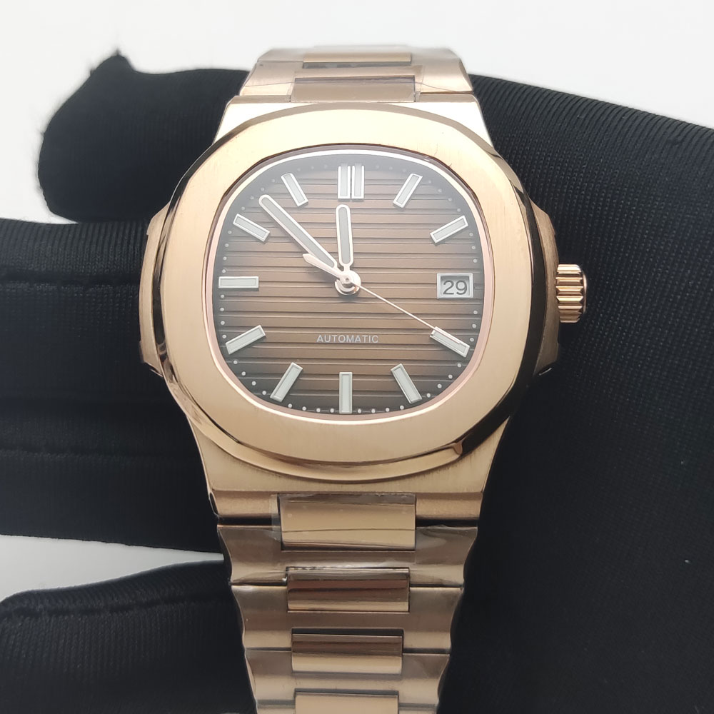 럭셔리 로즈 골드 40MM 스퀘어 NH35 무브먼트 자 - Patek Philippe Watch Nautilus 리뷰 및 가격
